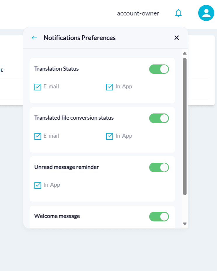 Saas notificatons preferences