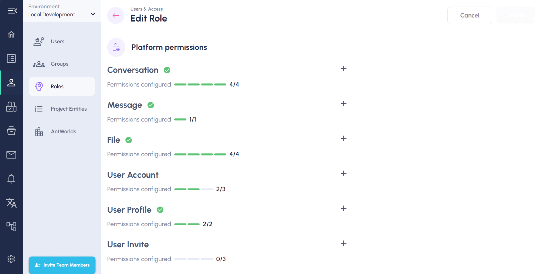 platform permissions setting